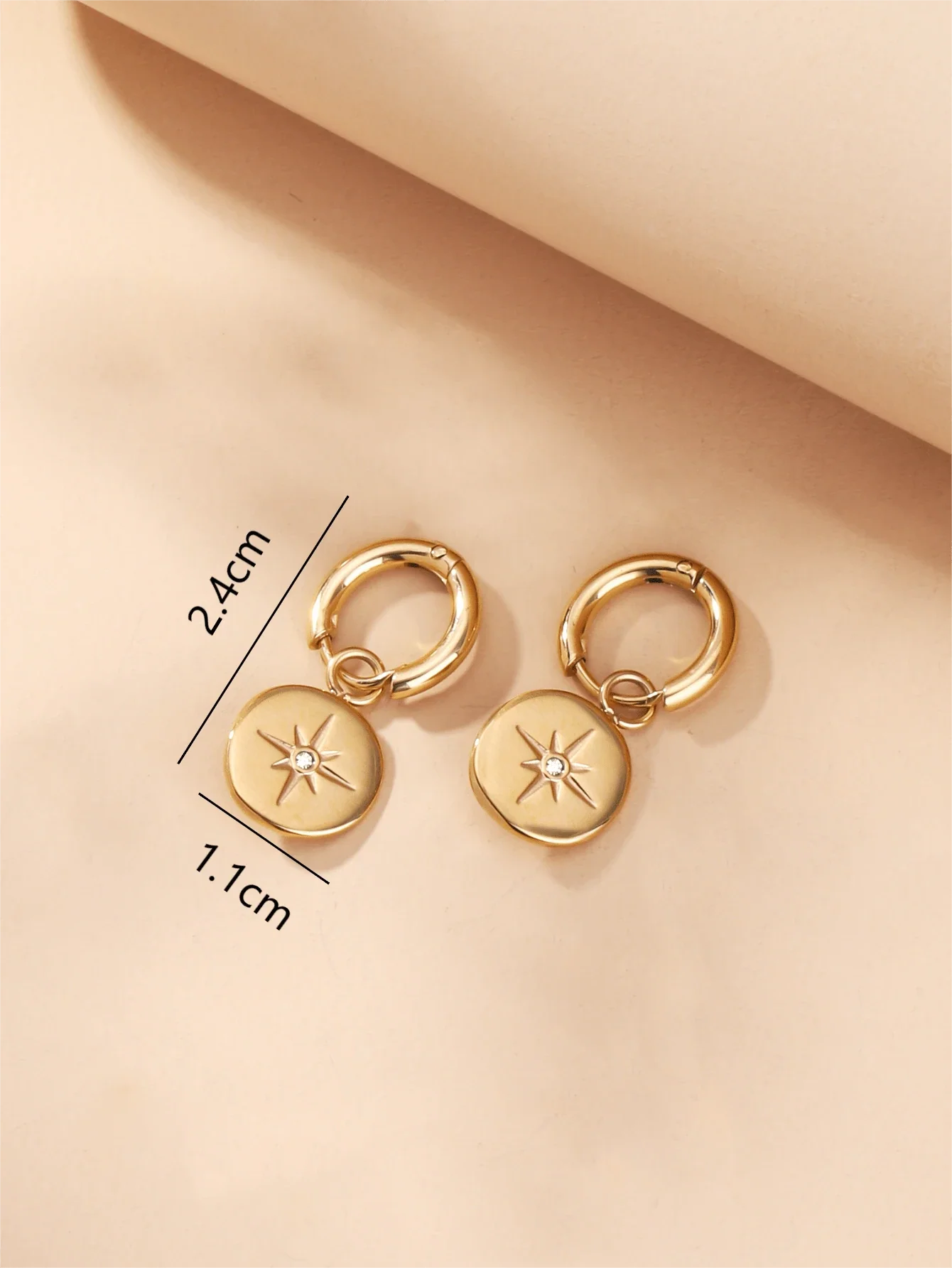 Celeste Earrings – Stainless Steel Eight-Pointed Star Medallion