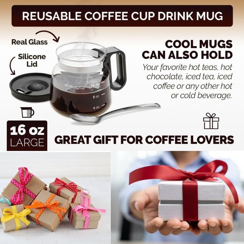 đâ 16 Oz Glass Coffee Mug â Coffee Pot Style