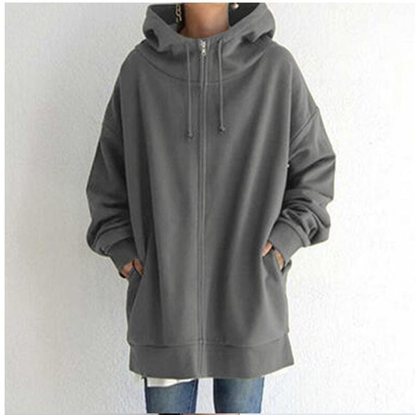 Damen Herbst/Winter Reißverschluss-Kapuzenpullover