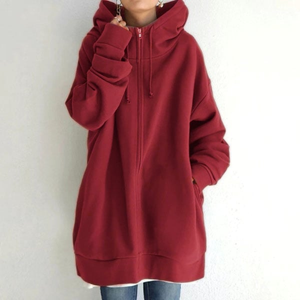 Damen Herbst/Winter Reißverschluss-Kapuzenpullover