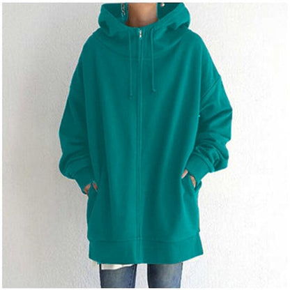 Damen Herbst/Winter Reißverschluss-Kapuzenpullover