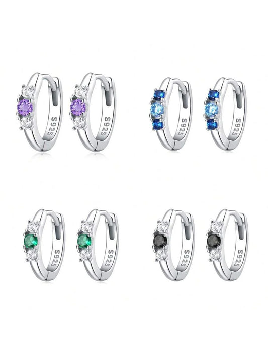 Prism Glow Earrings – 925 Sterling Silver Multi-Color Cubic Zirconia