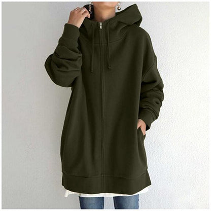 Damen Herbst/Winter Reißverschluss-Kapuzenpullover
