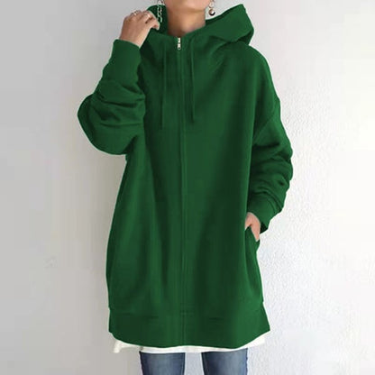 Damen Herbst/Winter Reißverschluss-Kapuzenpullover