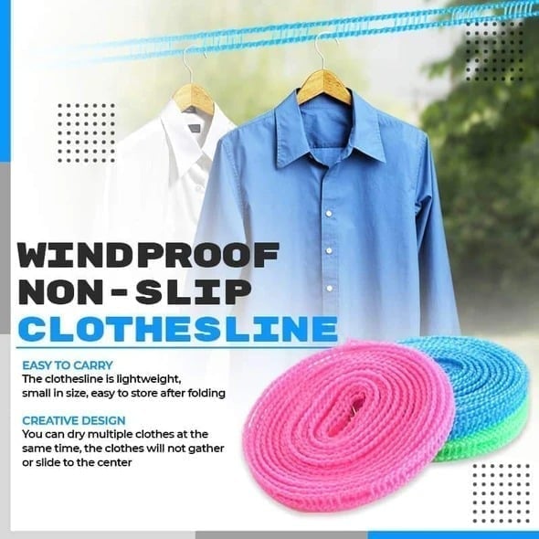 Winddichte, rutschfeste Wäscheleine (9,7 m)