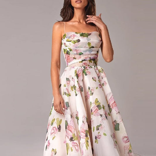 Elegantes Strapskleid mit Print