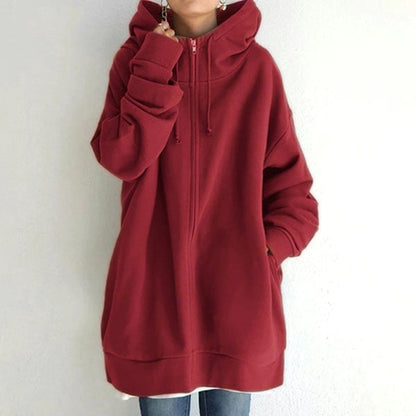 Damen Herbst/Winter Reißverschluss-Kapuzenpullover